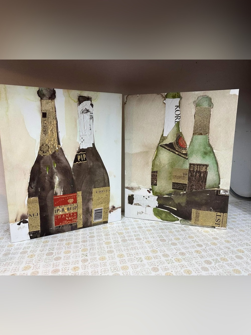 Abstract Champagne Bottle Wall Art Prints